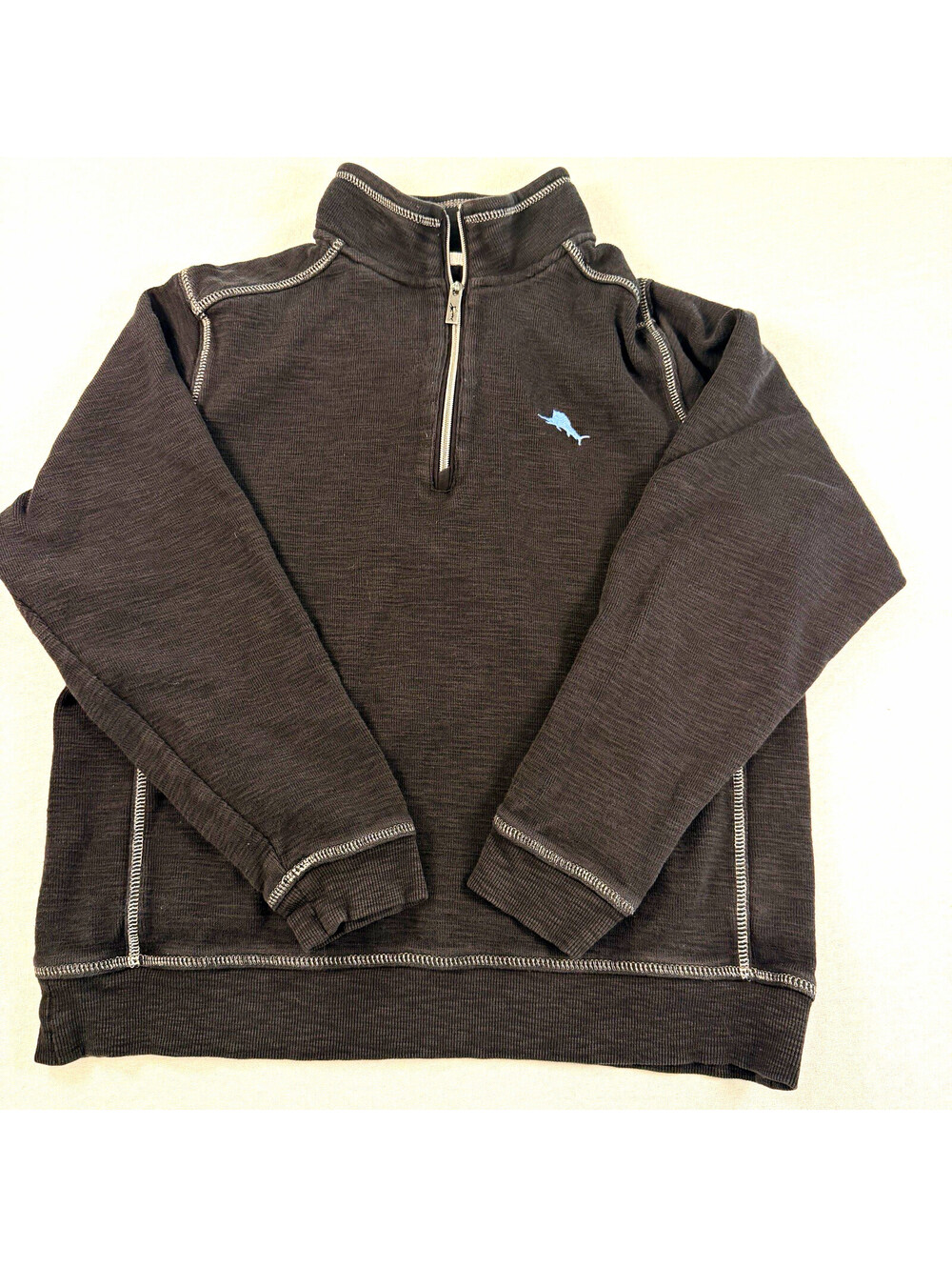 Tommy Bahama Cotton 1/4 Zip Mock Neck Pullover Sweatshirt